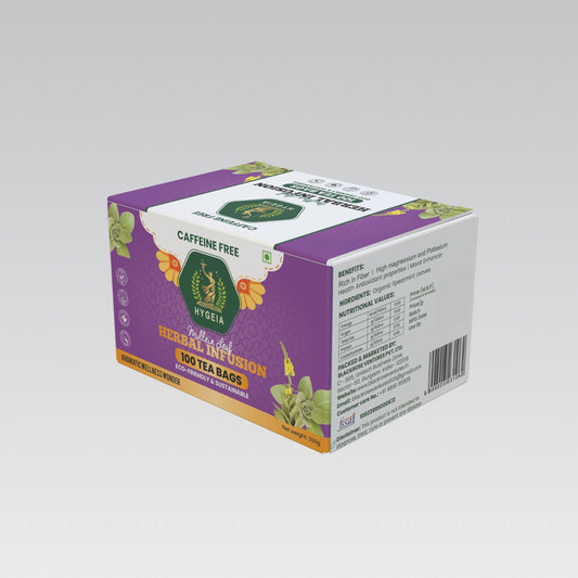 Herbal Infusion Tea Bags (100 Count - Plant Based Biodegradable Pyramid Tea Bags) Premium, Delicate & Earthy Herbal Tea | Rich in Anti-Oxidants | Vacuum Sealed after Harvest